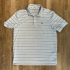 Men’s Vineyard Vines blue striped performance Polo, size L